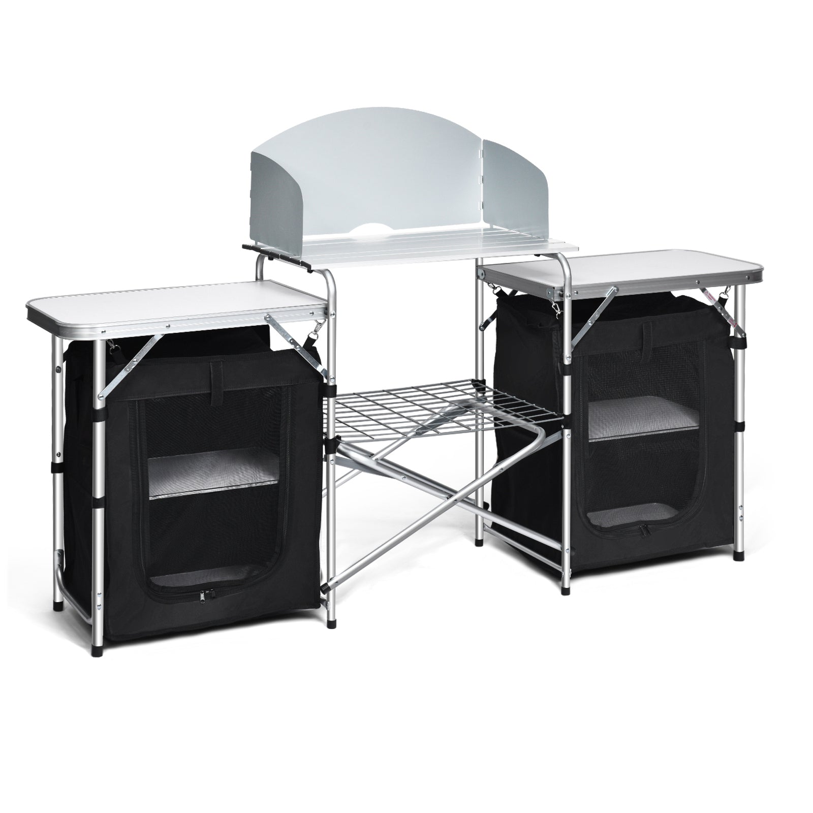 Outdoor Folding Camping Table with Storage Organizer