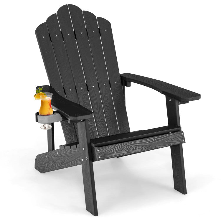 Weather Resistant HIPS Outdoor Adirondack Chair with Cup Holder (Pack of 1)