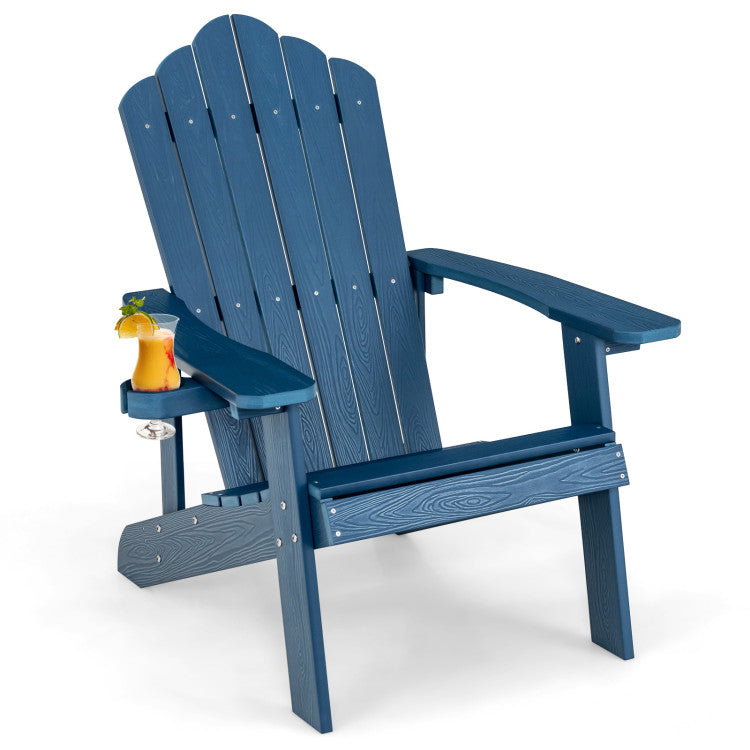 Weather Resistant HIPS Outdoor Adirondack Chair with Cup Holder (Pack of 1)
