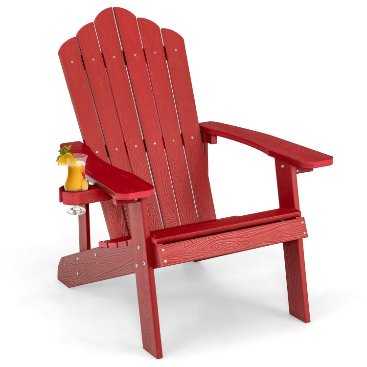 Weather Resistant HIPS Outdoor Adirondack Chair with Cup Holder (Pack of 1)
