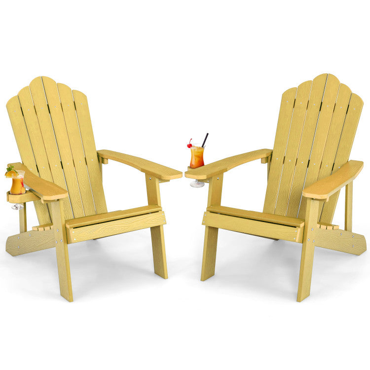 2 Pieces Adirondack Chair Set with Ergonomic Design for Porch and Backyard