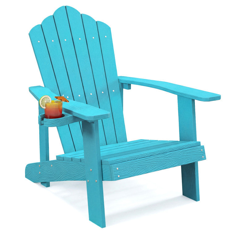 Weather Resistant HIPS Outdoor Adirondack Chair with Cup Holder (Pack of 1)