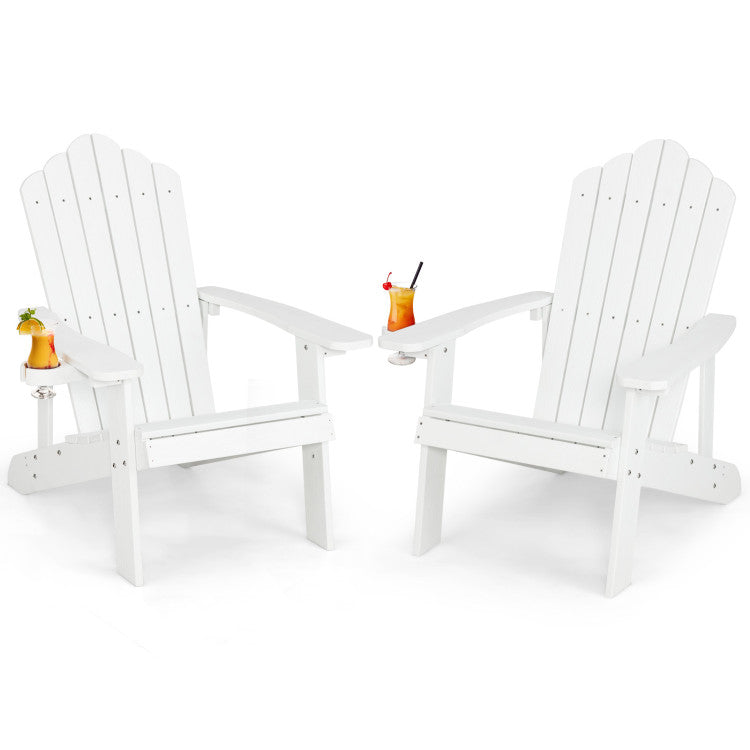 2 Pieces Adirondack Chair Set with Ergonomic Design for Porch and Backyard