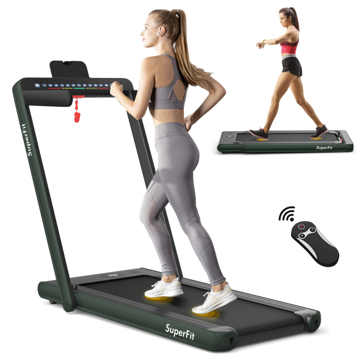 Fitness 2.25 HP 2-in-1 Folding Walking Pad Treadmill with Dual Display and App Control