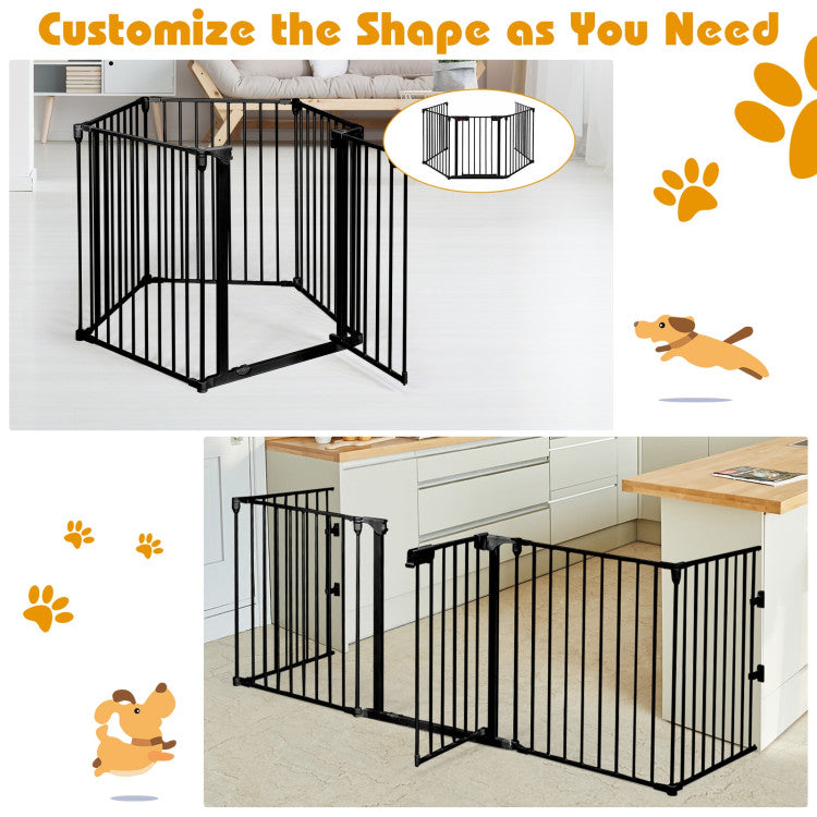 Pet 115 Inch Length 5 Panel Adjustable Wide Fireplace Fence