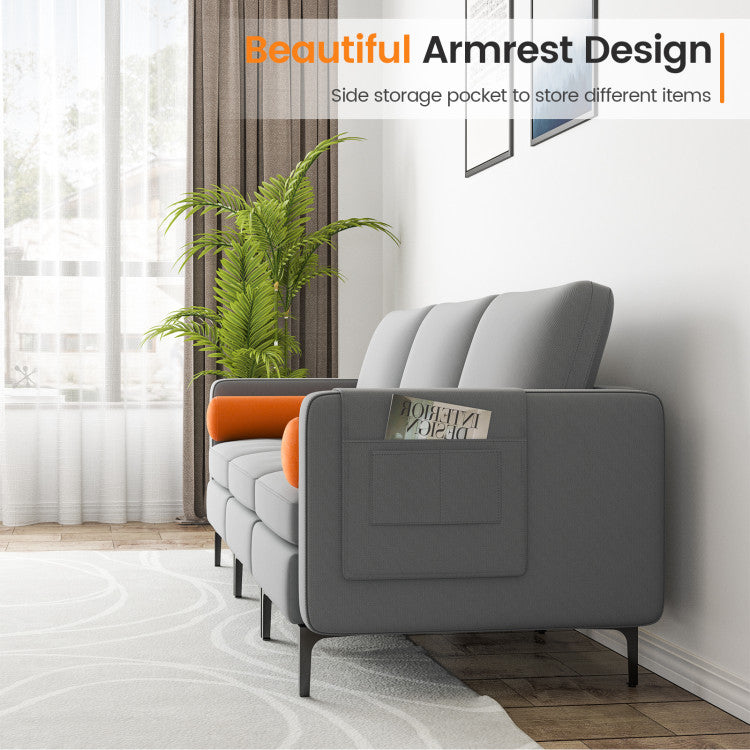 Home Modular 3-Seat Sofa Couch with Socket USB Ports and Side Storage Pocket