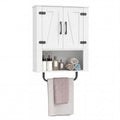 New Bathroom Wall Cabinet with 2 Barn Doors and Towel Bar and 3-Tier Wooden Storage