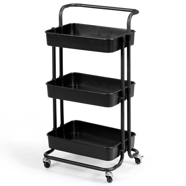 Modern 3-Tier Utility Cart Storage Rolling Cart with Casters
