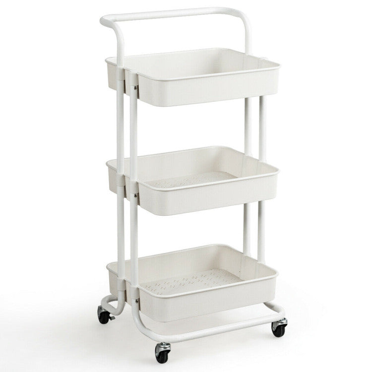 Modern 3-Tier Utility Cart Storage Rolling Cart with Casters