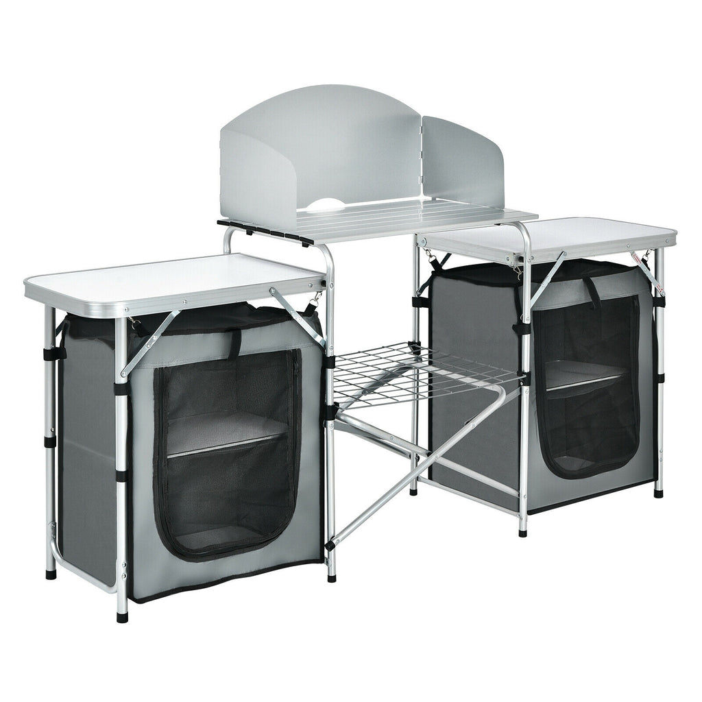 Outdoor Folding Camping Table with Storage Organizer