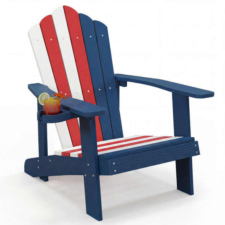 Weather Resistant HIPS Outdoor Adirondack Chair with Cup Holder (Pack of 1)