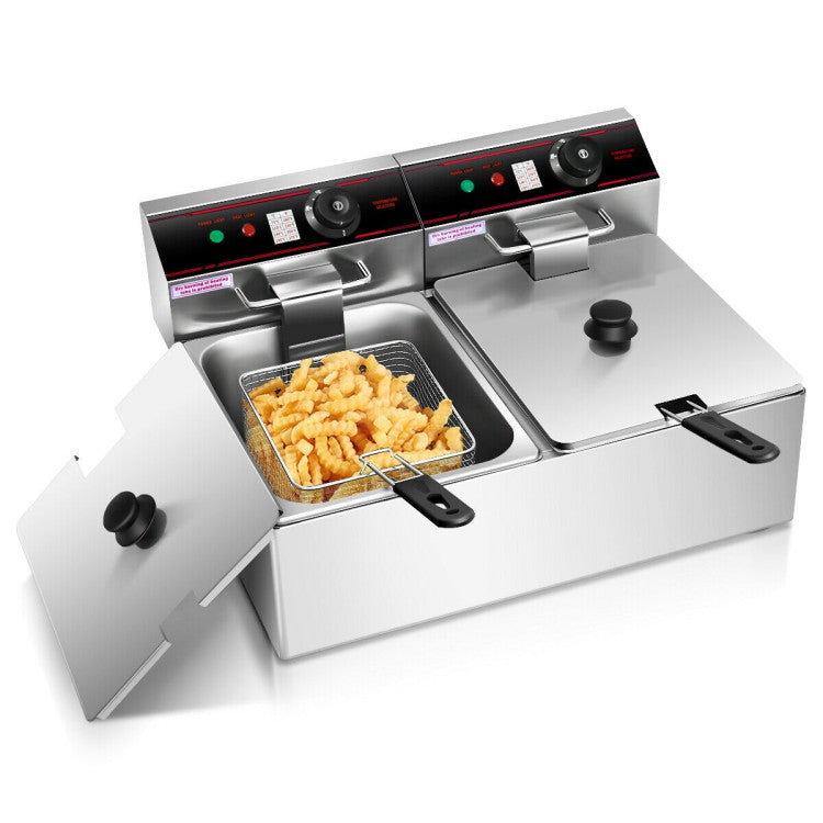 Kitchen Appliance - 3400W Dual Tank Electric Countertop Deep Fryer
