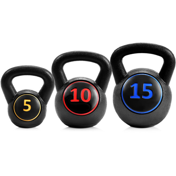 Fitness 3 Pieces 5 10 15lbs Kettlebell Weight Set
