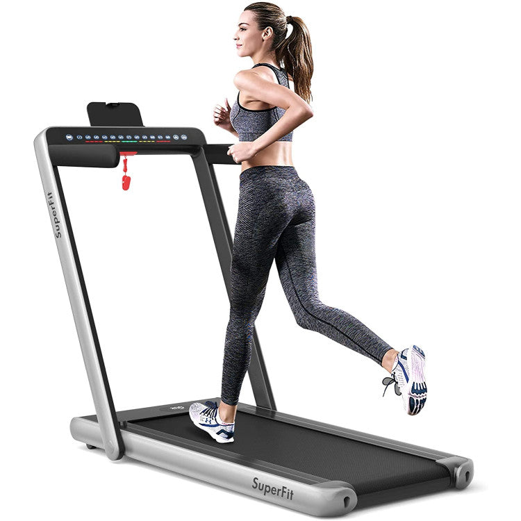 Fitness 2.25 HP 2-in-1 Folding Walking Pad Treadmill with Dual Display and App Control