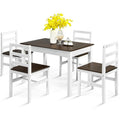 Modern 5-Piece Dining Set for 4 with Rubber Wood Legs for Small Dining Room