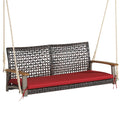 Outdoor 2-Person Rattan Hanging Porch Swing Chair