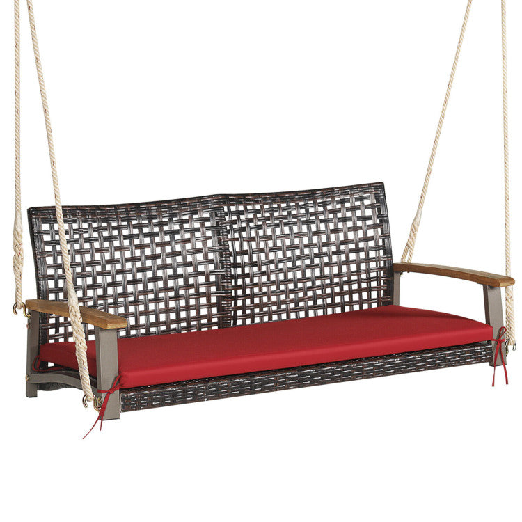 Outdoor 2-Person Rattan Hanging Porch Swing Chair