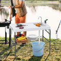 New Outdoor 2 in 1 Folding Fish Cleaning Table with Sink and Faucet for Patio BBQ