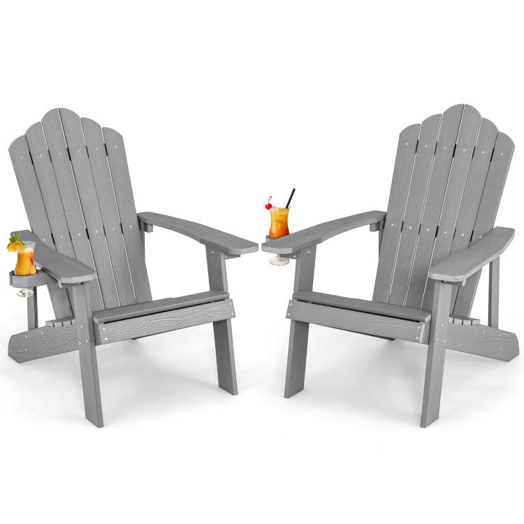 2 Pieces Adirondack Chair Set with Ergonomic Design for Porch and Backyard