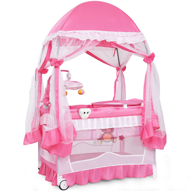 4-in-1 Portable Baby Playard with Carry Bag and Mosquito Net