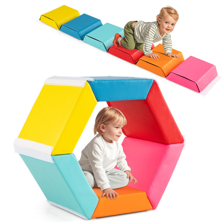 Hexagon Kids Ball Pit Foam Climbing Exercise Mat with Detachable PU Covers