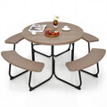 New 8-Person Outdoor Picnic Table and Bench Set with Umbrella Hole