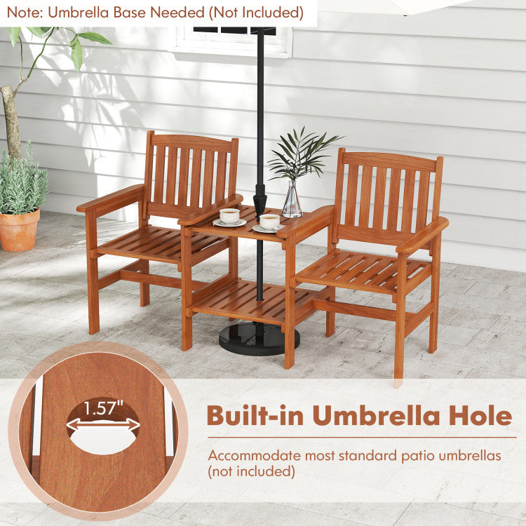 Outdoor 2-Seater Outdoor Patio Furniture Set with 1.57 Inch Umbrella Hole