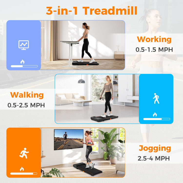 Fitness 2.5HP Under Desk Treadmill with Remote Control for Home Office