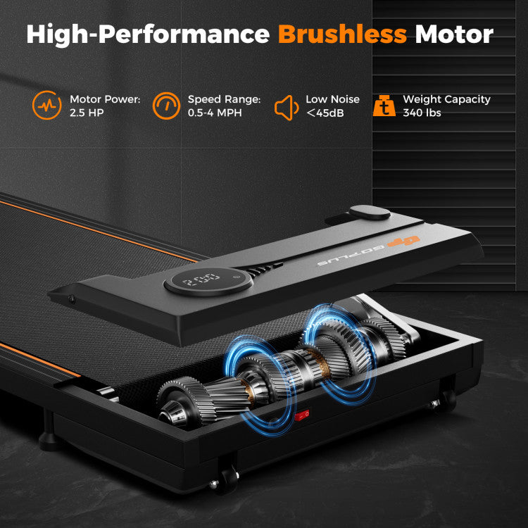 Fitness 2.5HP Under Desk Treadmill with Remote Control for Home Office