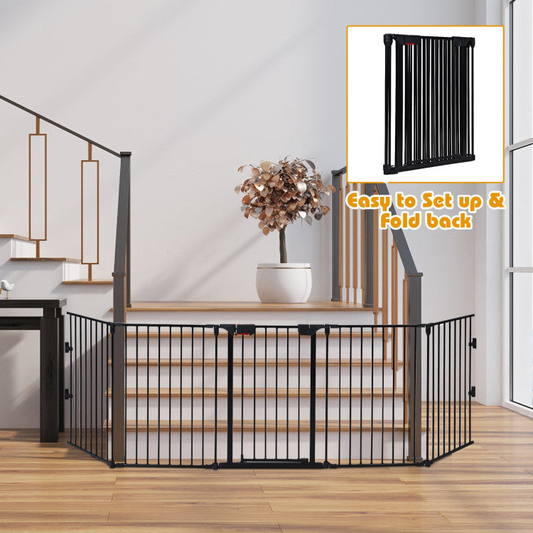 Pet 115 Inch Length 5 Panel Adjustable Wide Fireplace Fence