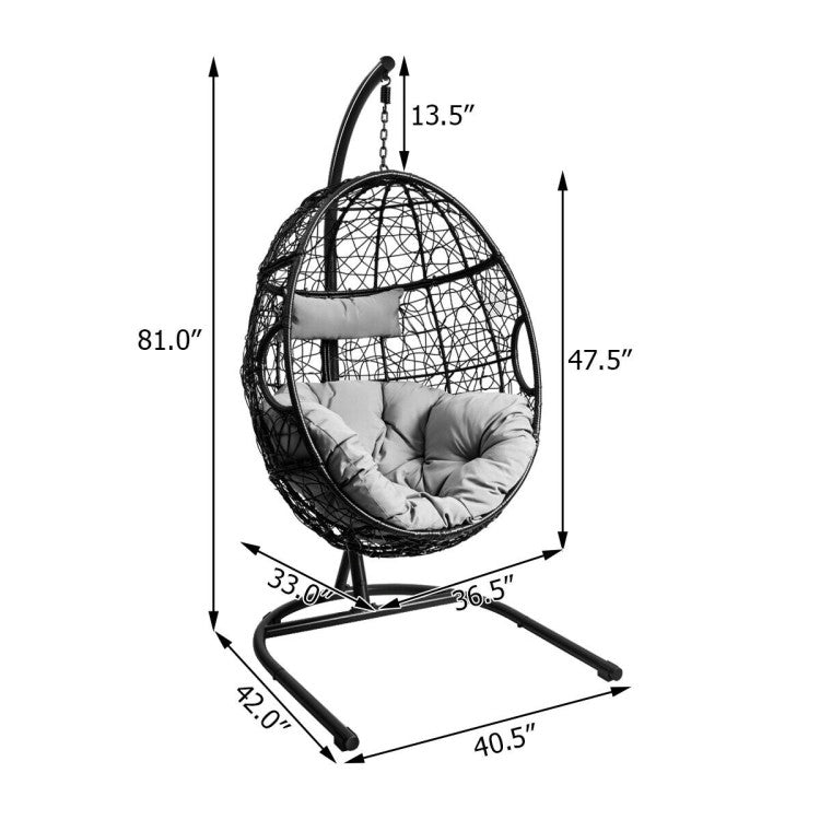Outdoor Indoor/Outdoor Hanging Cushioned Hammock Chair with Stand