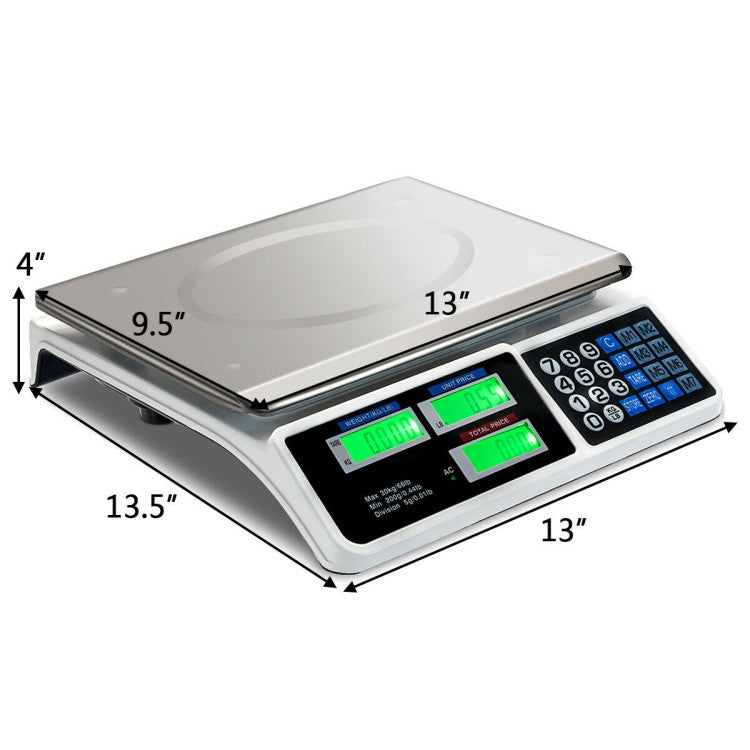 Kitchen Appliance 66 lbs Electronic Price Computing Scale with LCD Screen Display