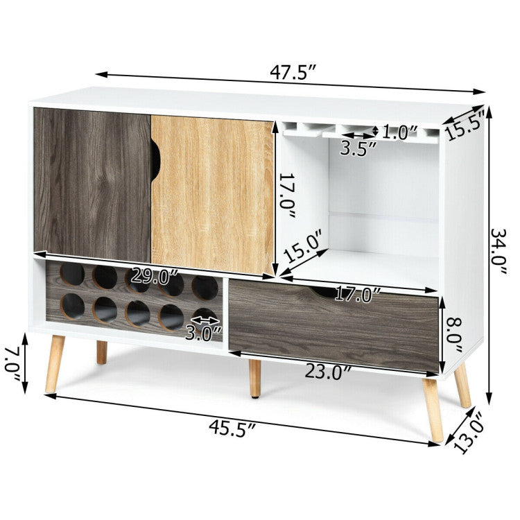 Home Mid-Century Buffet Sideboard Wooden Storage Cabinet