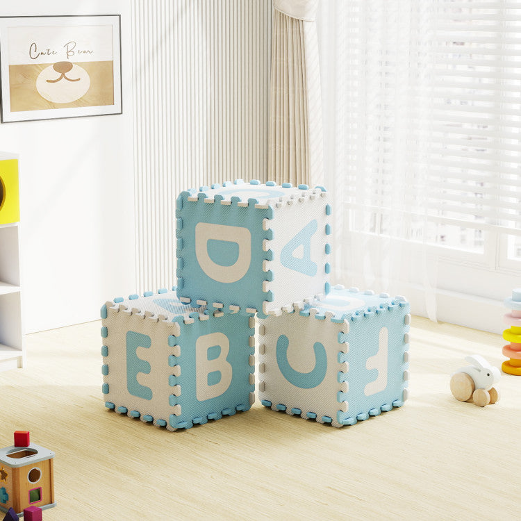 26 Pieces Interlocking ABC Play Mats with Detachable Letters