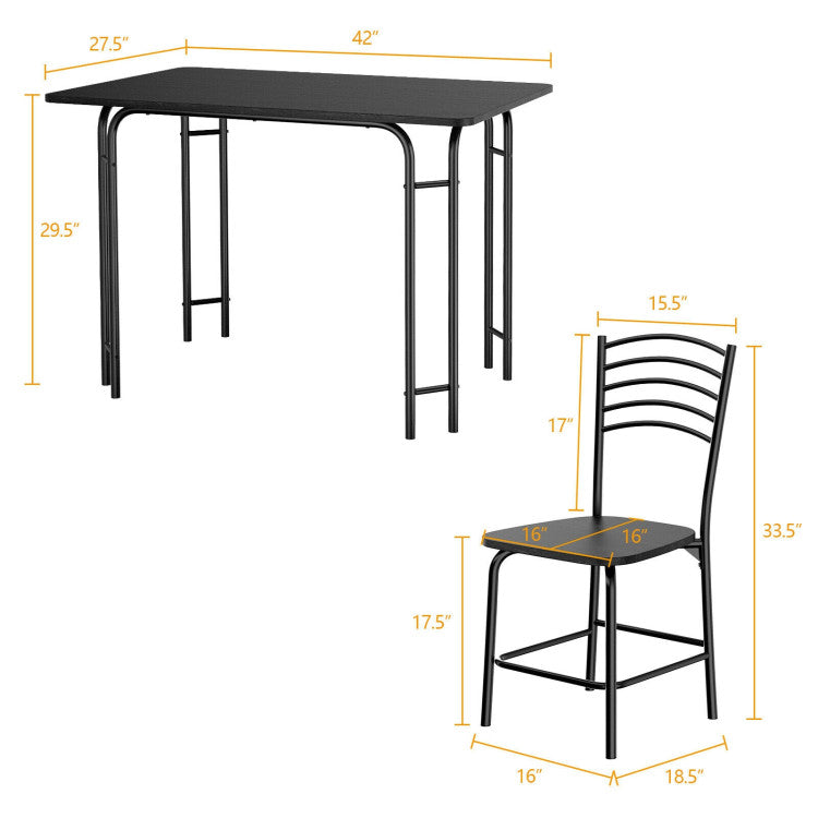 Modern 5 Pieces Wood Rectangular Dining Table Set