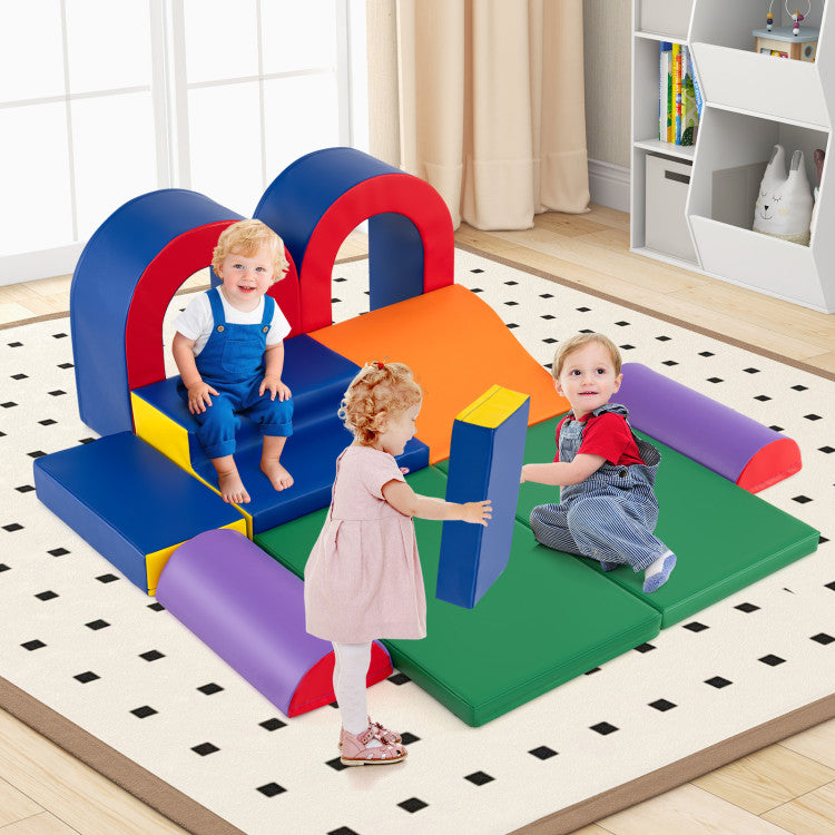 10-Piece Foam Climbing Blocks Soft PU Leather Play Gym Lightweight Baby Climber Structures