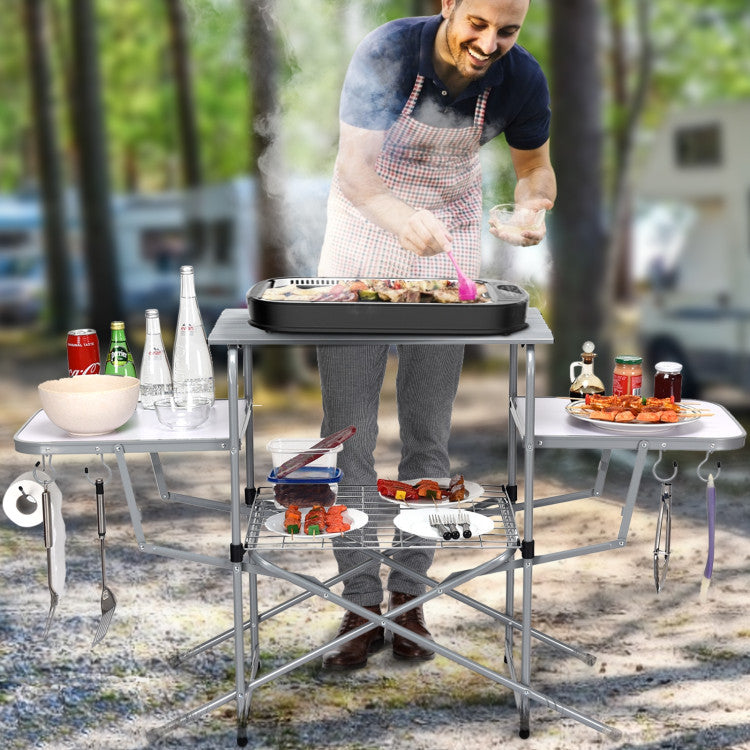 New Outdoor Foldable Outdoor BBQ Table Grilling Stand