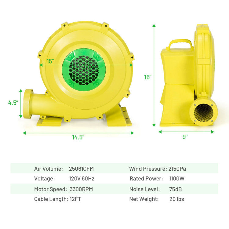Outdoor Air Blower 1100W Air Blower Inflatable Blower for Inflatable Bounce House