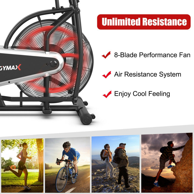 Fitness Upright Air Bike with Unlimited Resistance