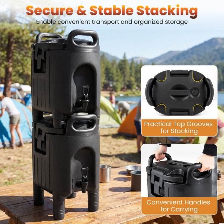 Home Outdoor 2.6 Gal Insulated Beverage Dispenser with Handles and Two-Stage Faucet