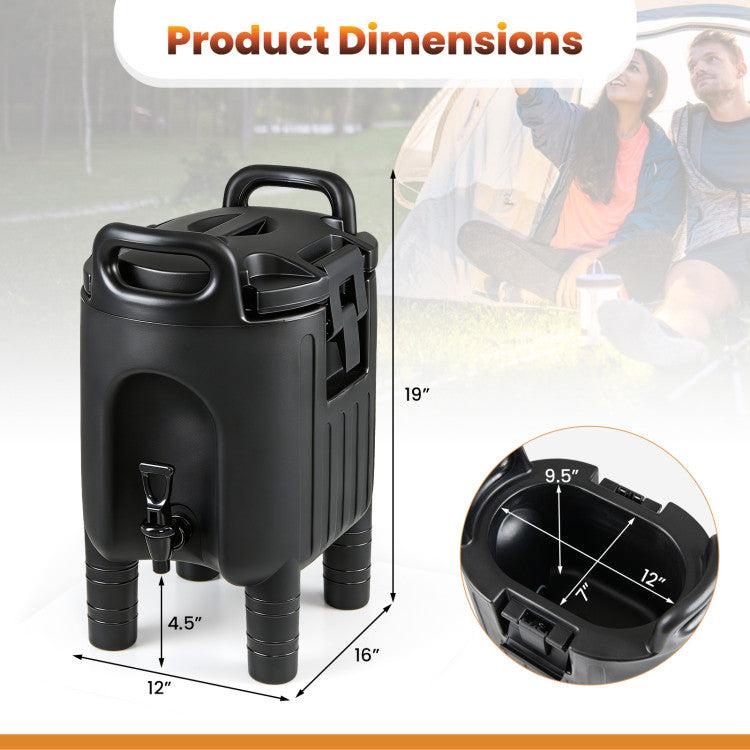 Home Outdoor 2.6 Gal Insulated Beverage Dispenser with Handles and Two-Stage Faucet