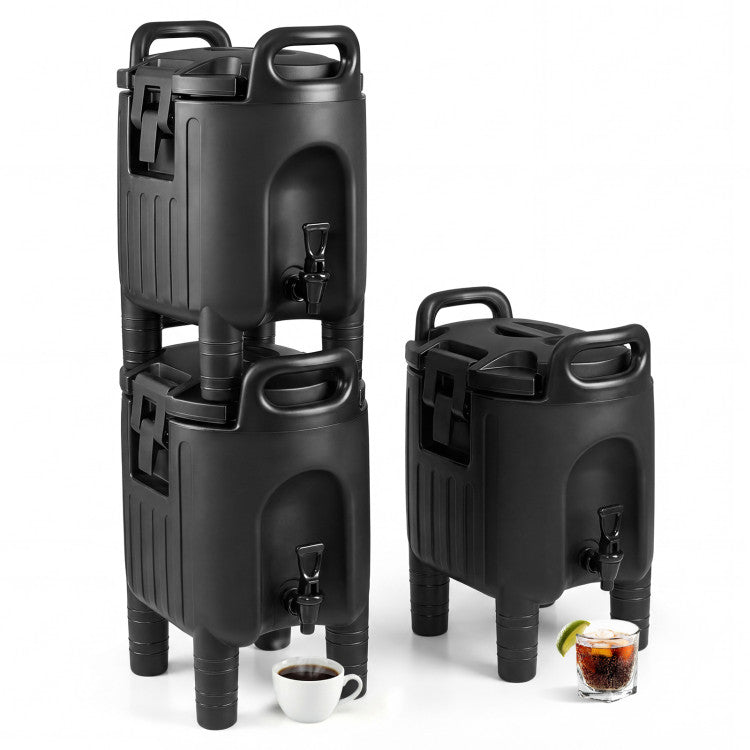 Home Outdoor 2.6 Gal Insulated Beverage Dispenser with Handles and Two-Stage Faucet