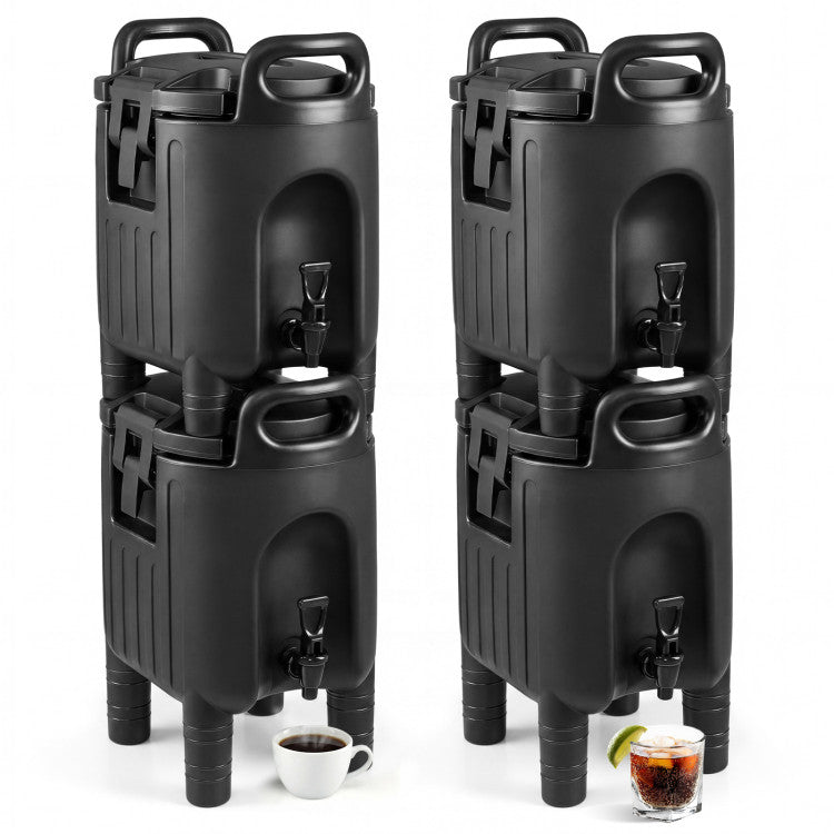 Home Outdoor 2.6 Gal Insulated Beverage Dispenser with Handles and Two-Stage Faucet