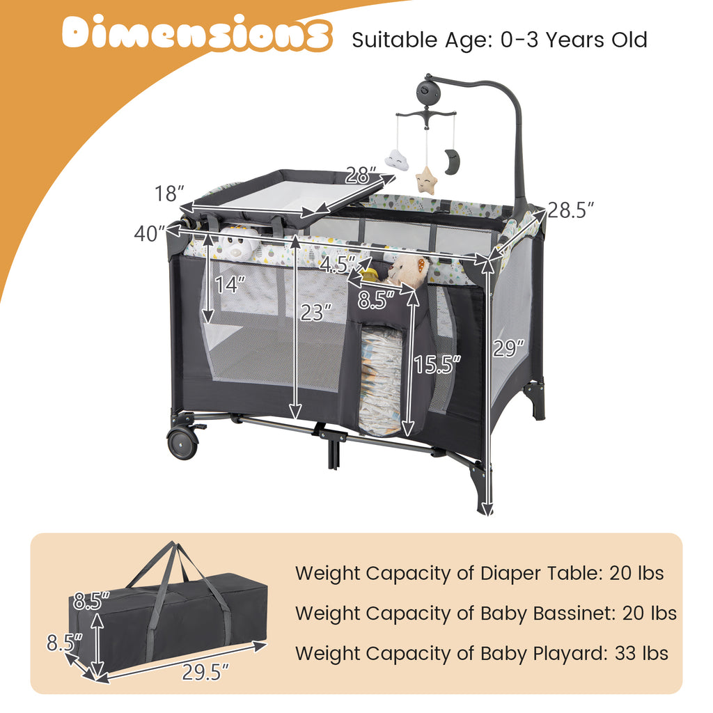 Multi-Functional Baby Playpen with Removable Changing Table