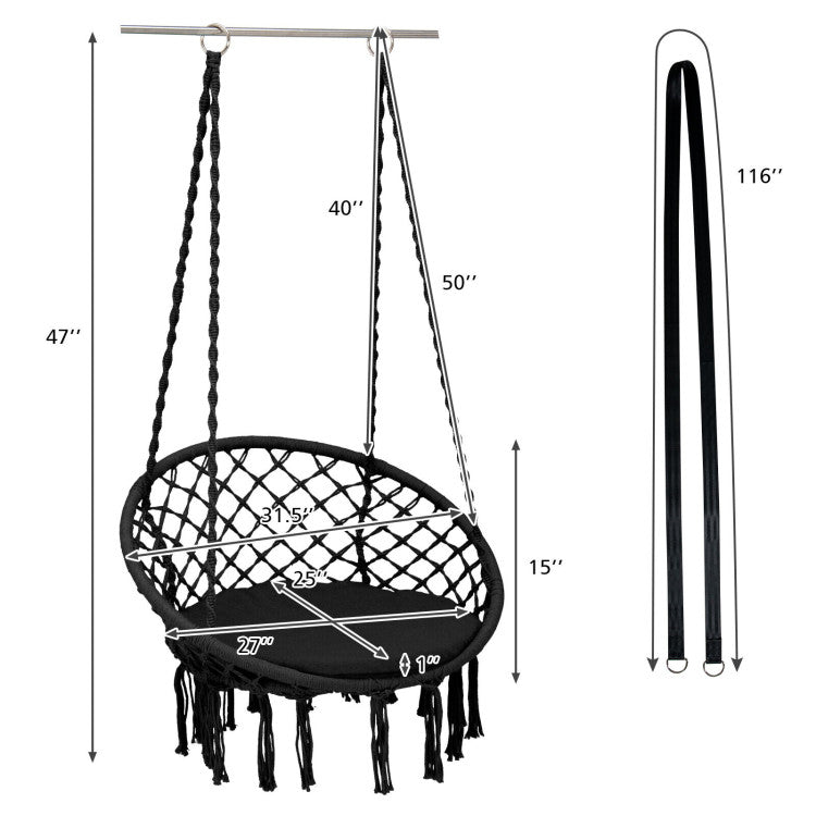 Outdoor Cushioned Hammock Swing Chair with Hanging Kit