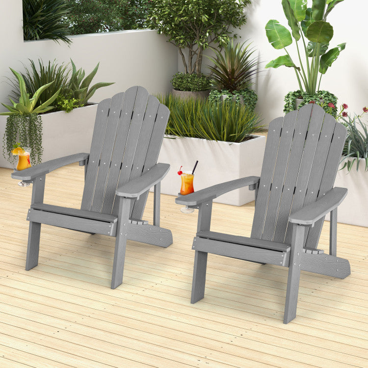 2 Pieces Adirondack Chair Set with Ergonomic Design for Porch and Backyard
