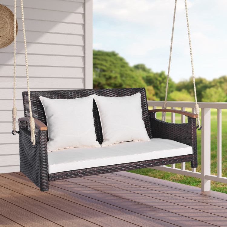 Outdoor 2-Person Patio Rattan Porch Swing