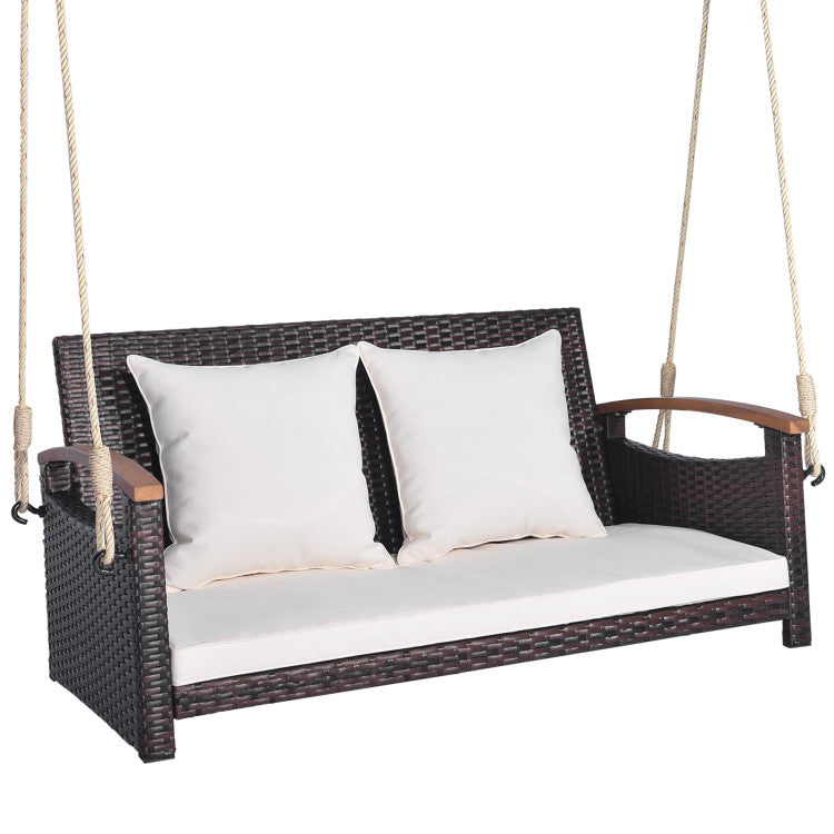 Outdoor 2-Person Patio Rattan Porch Swing