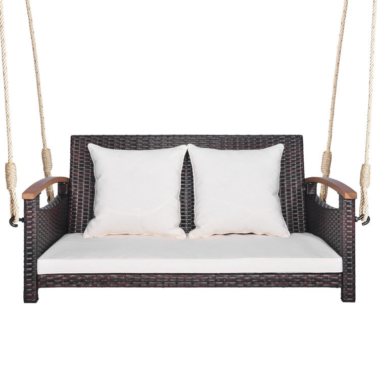 Outdoor 2-Person Patio Rattan Porch Swing