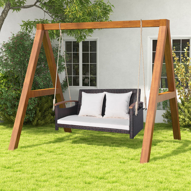 Outdoor 2-Person Patio Rattan Porch Swing